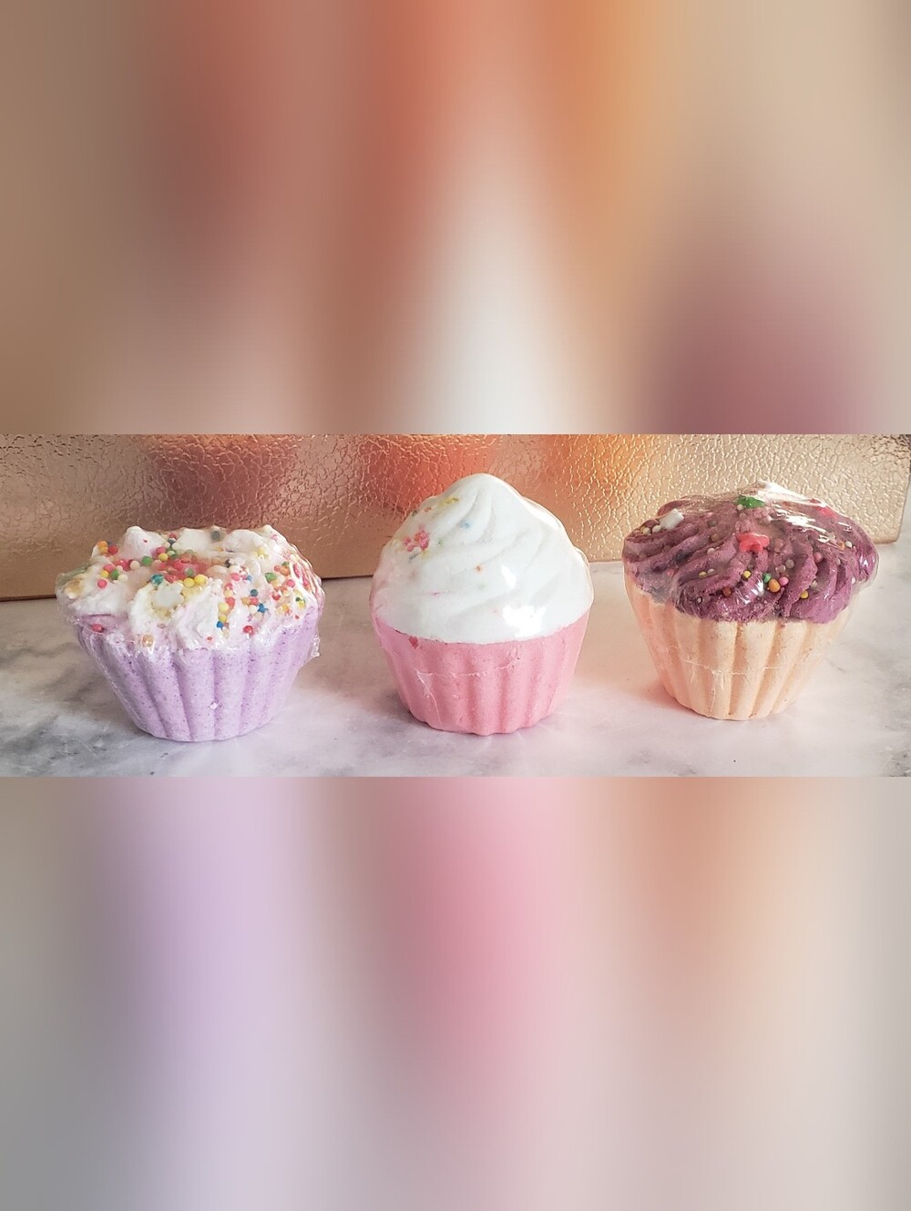 NEW SEALED Bath Bomb Cupcake Set of 3 Vanilla Chocolate Sprinkles
